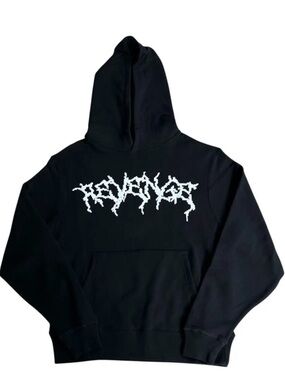 Revenge Pixel Arc Logo Hoodie Black Grunge Emo Hip Hop AUTHENTIC Men's Large